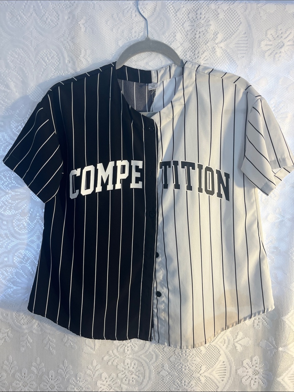 😻5for$15😻Competition Split-Panel Pinstripe Kids Baseball Shirt 10y or women’s S